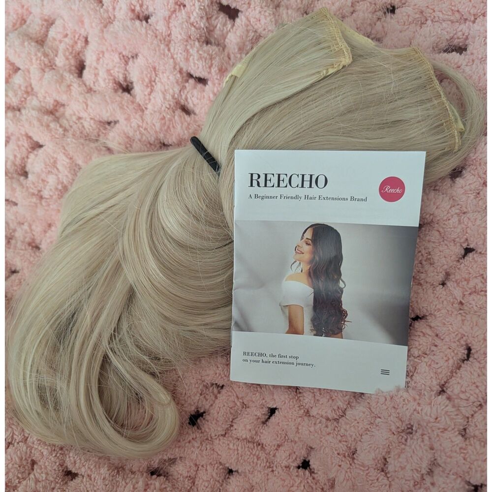 REECHO 24" Straight Long 4 PCS Set Thick Clip in/on Hair Extensions Light Blonde